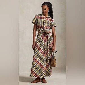 Polo Ralph Lauren
Cropped Plaid Cotton Tie-Front Top